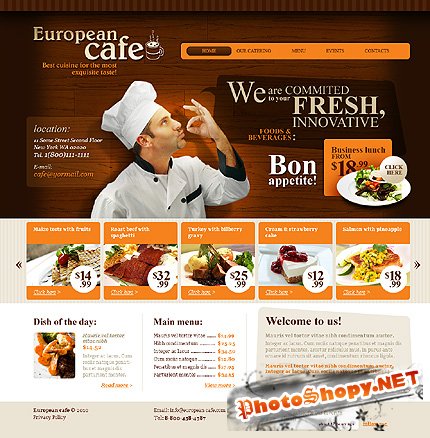 Free European Cafe Website Template