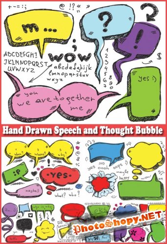 Hand Drawn Speech and Thought Bubble - Stock Vectors