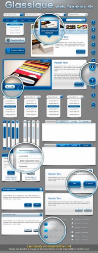 Glassique Blue Web Graphics Kit (GraphicRiver)