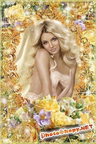 Цветочная рамка для фото – Фантазия желтых роз