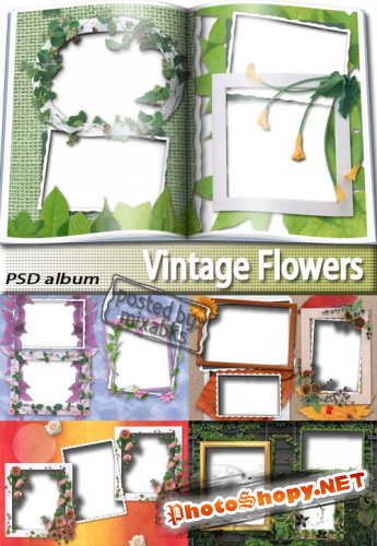 Цветы на ткани | Vintage Flowers (PNG vignettes)