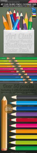 GraphicRiver Art club colored pencils vector pack RETAIL