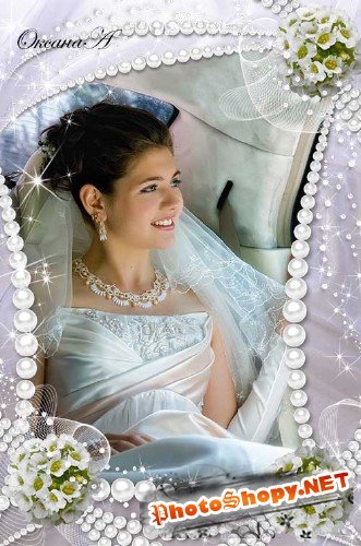 Свадебная рамка  для фотошоп  Жемчужное ожерелье