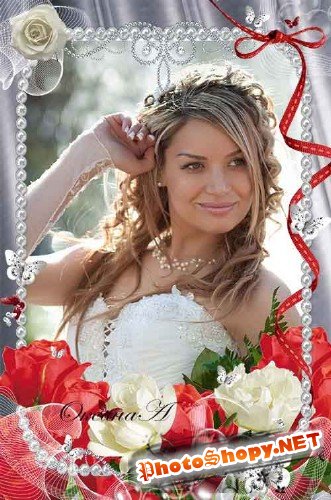Рамка для оформления свадебных фото – Алая роза любви