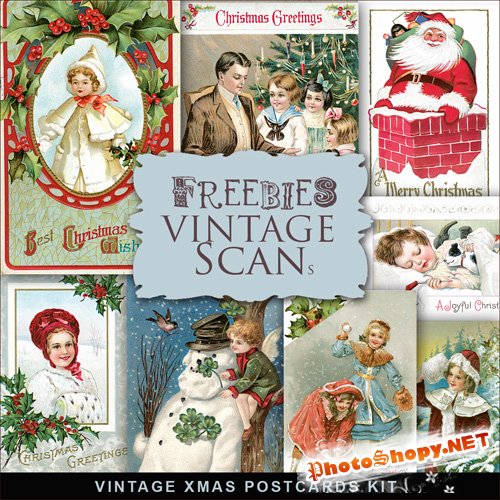 Scrap-kit - Vintage X-mas Postcards #9