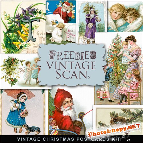 Scrap-kit - Vintage X-mas Postcards #10