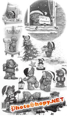 Teddy Christmas Brushes