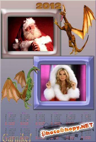 Календарь для фотошоп - Дракончики 2012