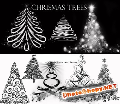 Tree Christmas  Brushes set