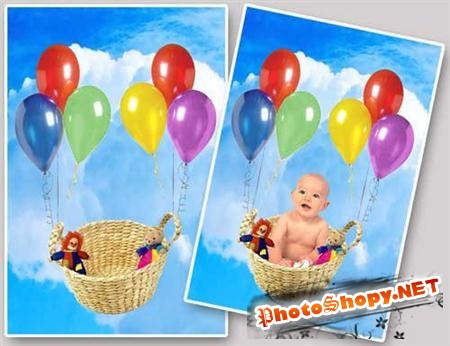 Детский шаблон для Photoshop - Воздушные шары