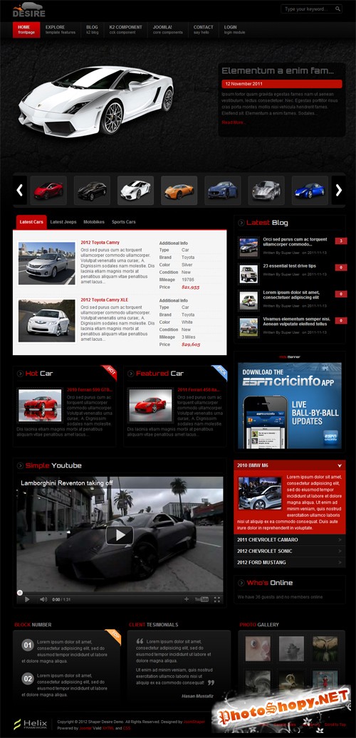 JoomShaper - Shaper Desire - Joomla Car Template for J1.5