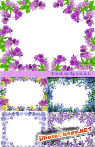 Набор цветочных фонов в виде рамок (HQ)