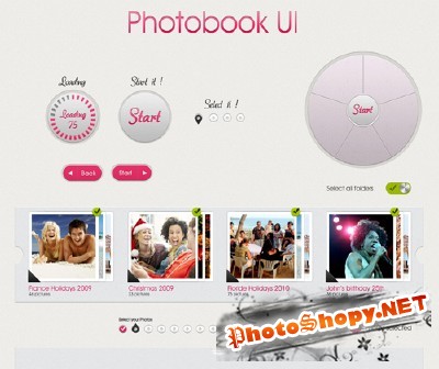 Snazzy Web UI Photobook Design PSD for Photoshop