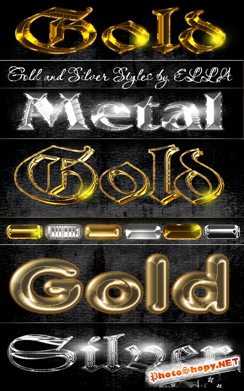 Золотые и серебряные стили для фотошоп 2
