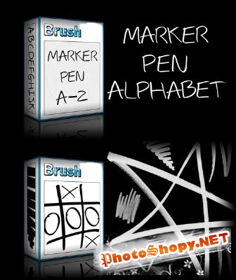 Marker Pen Alphabet Brushes Set for Photoshop