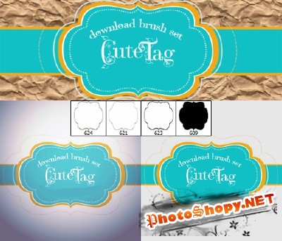 Cute Tag Brushes Set for Photoshop