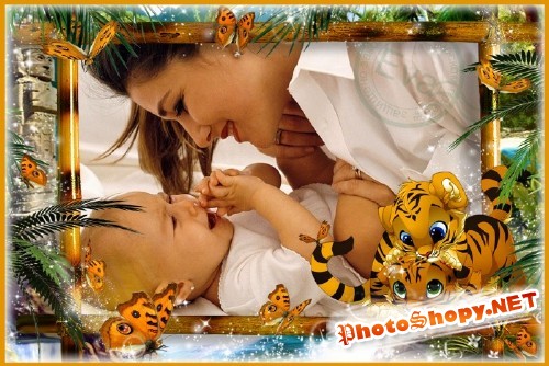 Детская рамка для фото - Маленькие тигрята