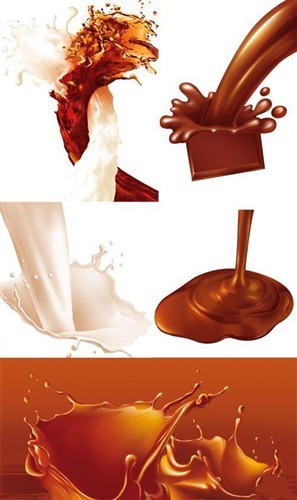 Брызги молока и шоколада в PSD