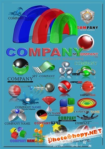 Большая коллекция многослойных логотипов организаций и фирм