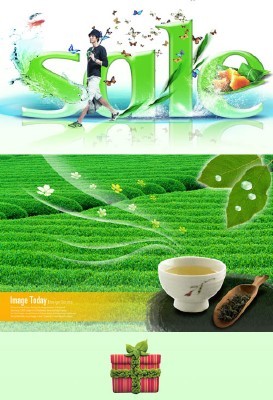 Sources for Photoshop - Green tea is fresh