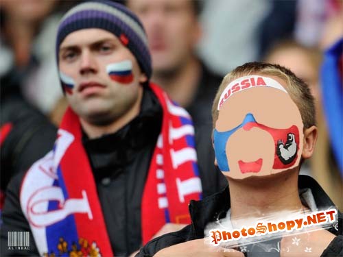 Шаблон для фотошоп - Российские болельщики на EURO 2012