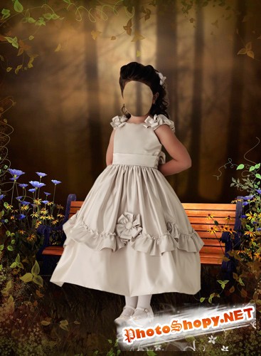 Шаблон для фотошопа – Девочка в красивом белом платье