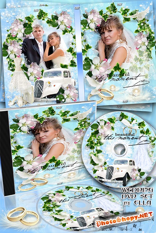 Великолепный свадебный набор - задувка и обложка на диск - Незабываемые моменты