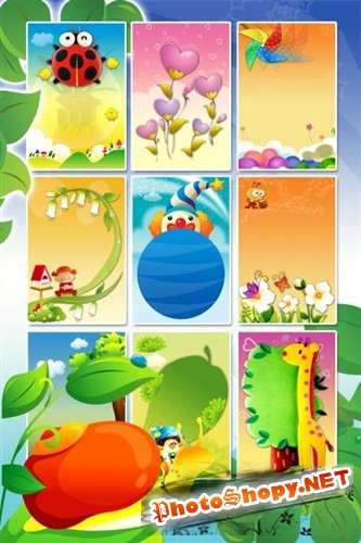 Коллекция многослойных детских фонов - открыток