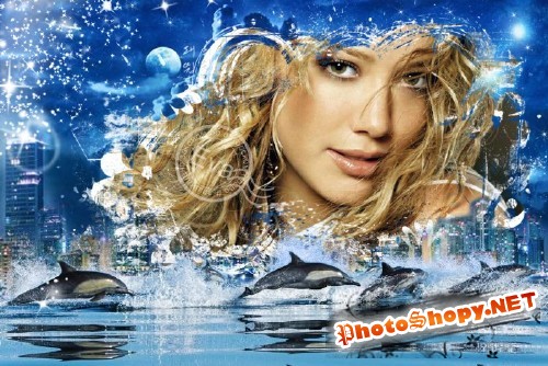  Рамочка для photoshop - Ночные дельфины