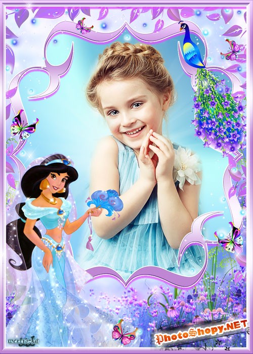 Детская рамка - Принцесса Жасмин и прекрасная птица павлин