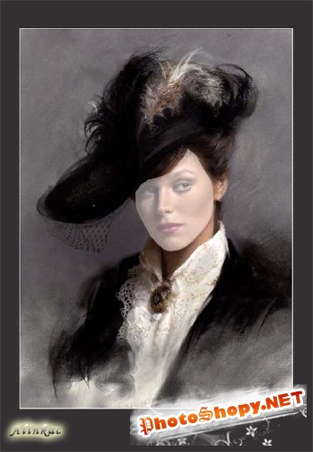 Шаблон портрет - Дама в шляпе!