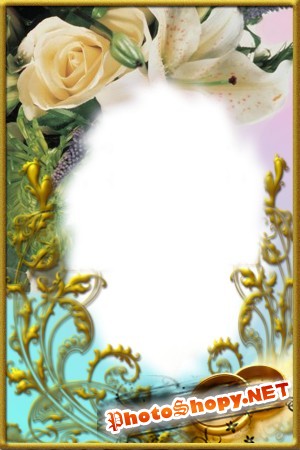 Рамка для фотошоп-Свадебные цветы