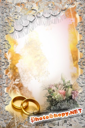 Рамка для фотошоп-Свадебная с кружевами
