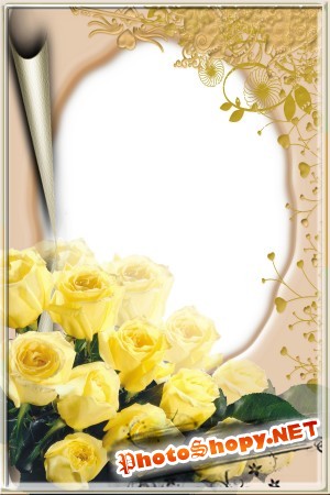 Рамка для фотошоп-Жёлтые розы