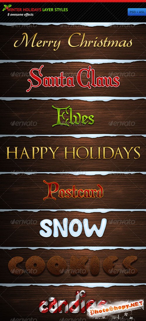GraphicRiver - Winter Holidays Layer Styles 145595