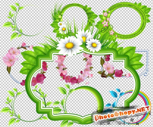 Клипарт - Летние рамки вырезы с цветами и листочками