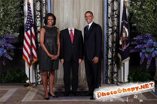 Шаблон для photoshop - фотография с президентом США