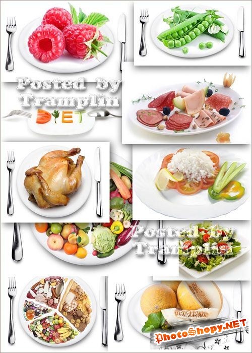 Растровые изображения на белом фоне - Еда на тарелках