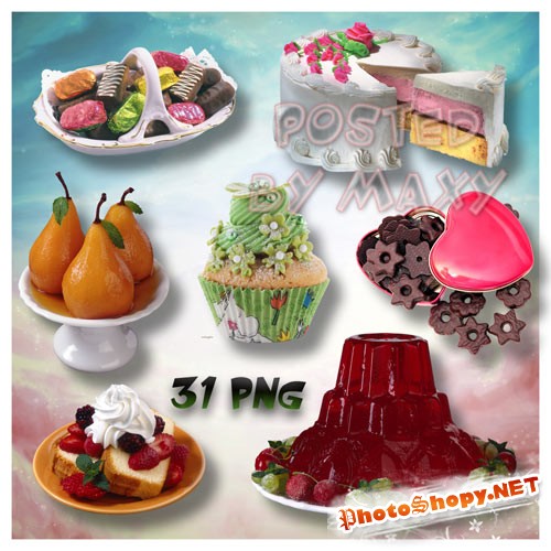 Картинки десертов для фотошопа - Разные сладости без фона