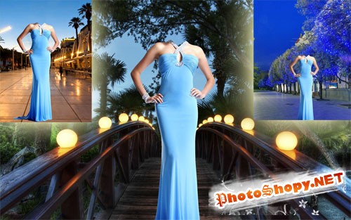 Шаблон для photoshop - Вечернее элегантное платье
