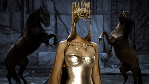 Женский шаблон - Королева с короной и лошади