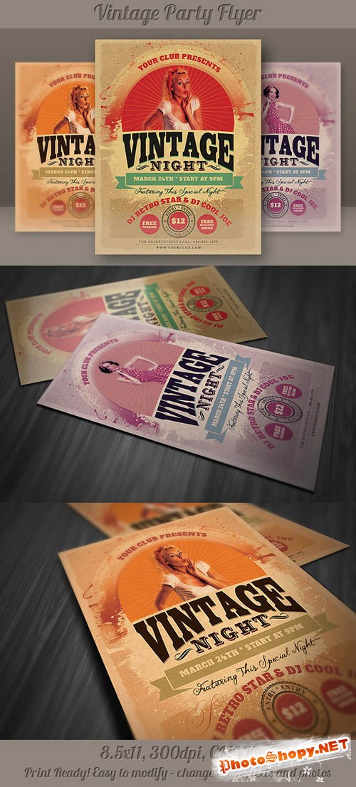 Retro Party Flyer Template 6