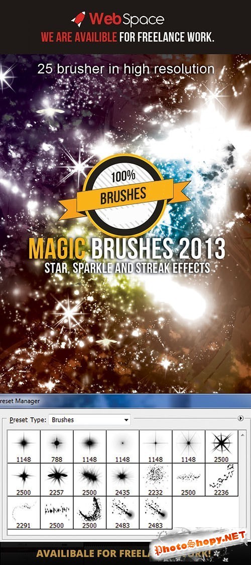 Magic Sparkle and Streak Effects Photoshop Brushes REUPLOAD