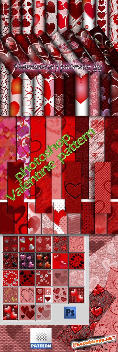 Colored Valentine's Day Photoshop Patterns
