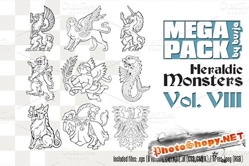 Heraldic Vector Monsters Illustrations