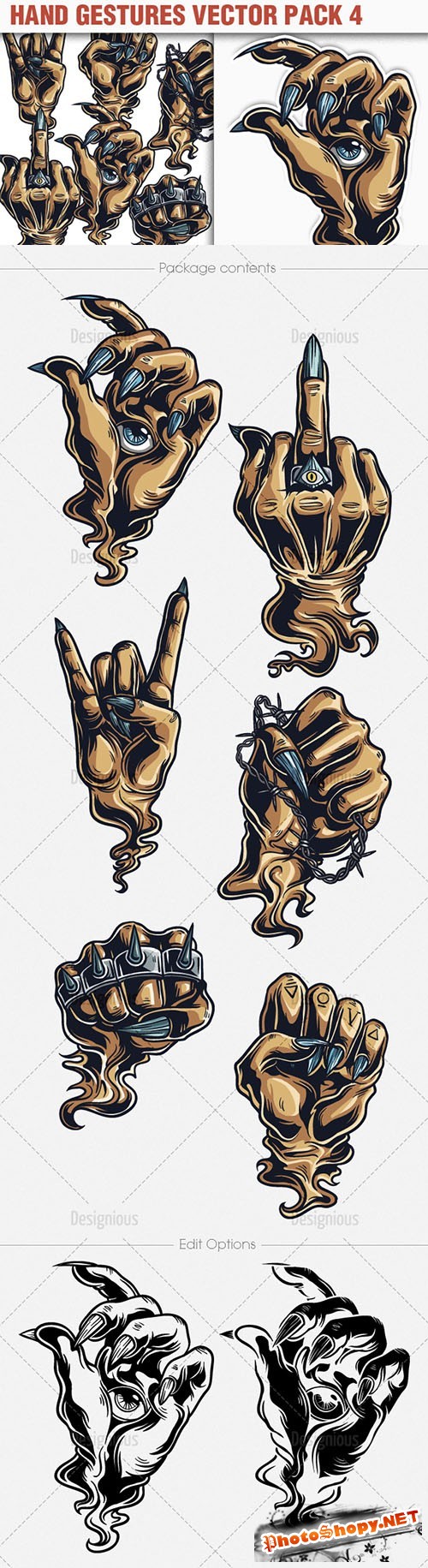Hand Gestures Vector Illustrations Pack 4