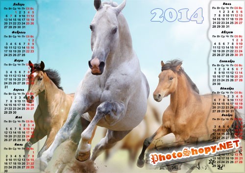 Календарь 2014 - Игривые лошади