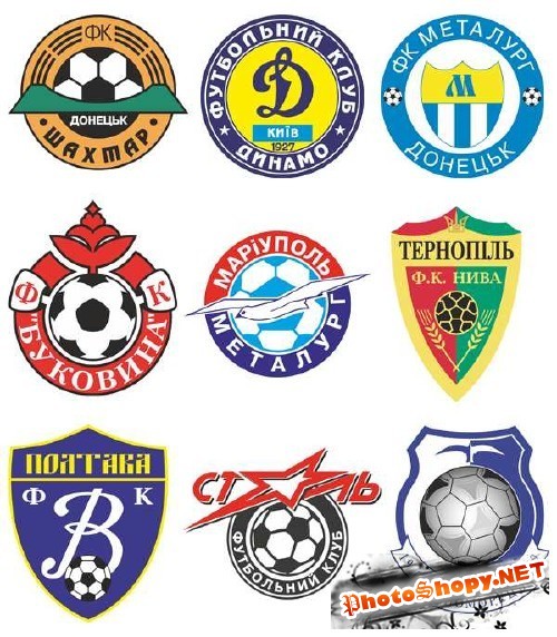 Логотипы и эмблемы футбольных команд Украины (вектор)
