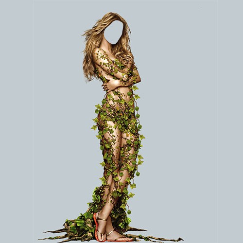 Шаблон для Photoshop - Мисс весна в листьях