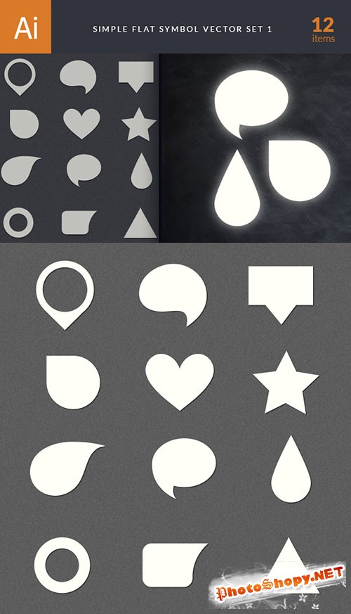 Simple Flat Symbols Vector Illustrations Pack 1